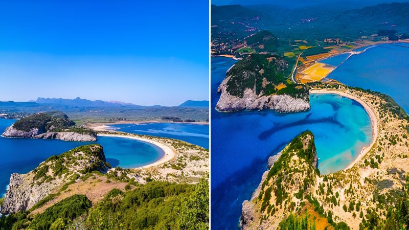 The famous Voidokilia Beach in Petrochori, Greece