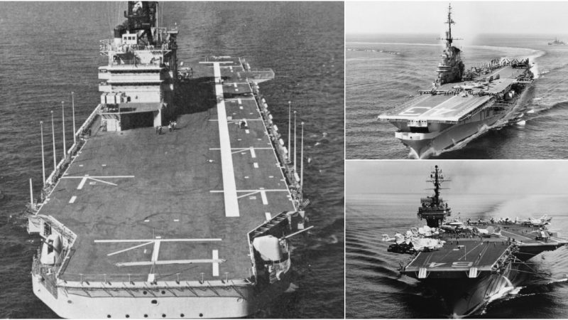 Naval Giants of the 1970s: A Stunning Snapshot of USS Tarawa (LHA-1) , USS Coral Sea (CV-43) , and USS Constellation (CV-64) at NAS North Island