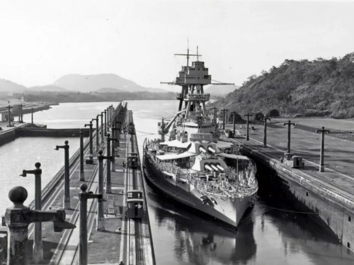 USS Oklahoma BB-37 Passing Through Panama